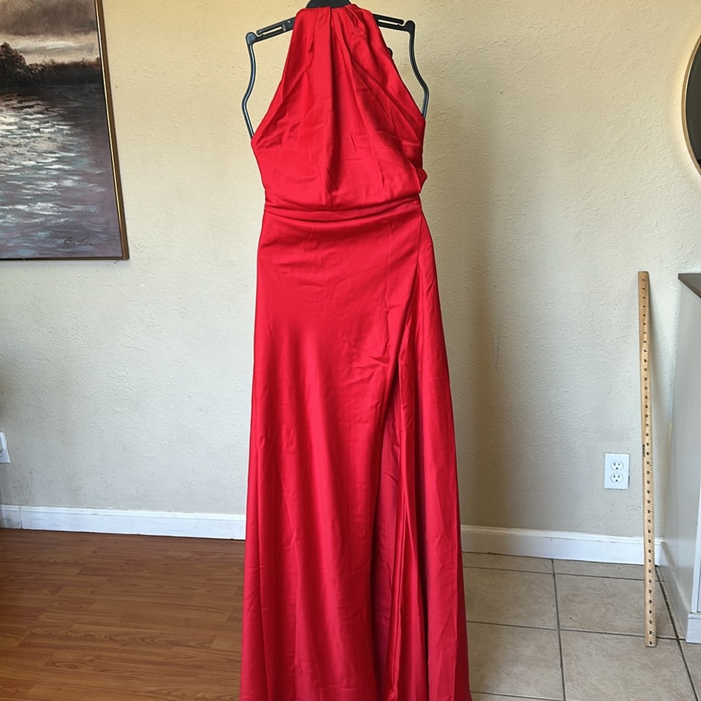 HOUSE OF CB 'Zanab' Red Rose Thigh Slit Maxi Dress NWOT size M - Picture 6 of 13